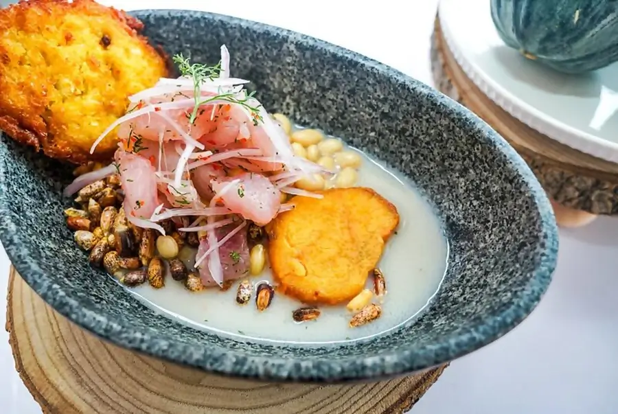 plato de comida bandera de peru, el ceviche
