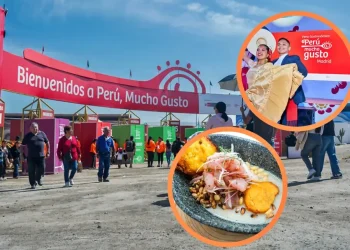 entrada a una feria de comida peruana, sobre ella vemos arte y cultura de peru