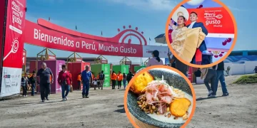entrada a una feria de comida peruana, sobre ella vemos arte y cultura de peru