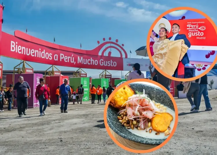 entrada a una feria de comida peruana, sobre ella vemos arte y cultura de peru