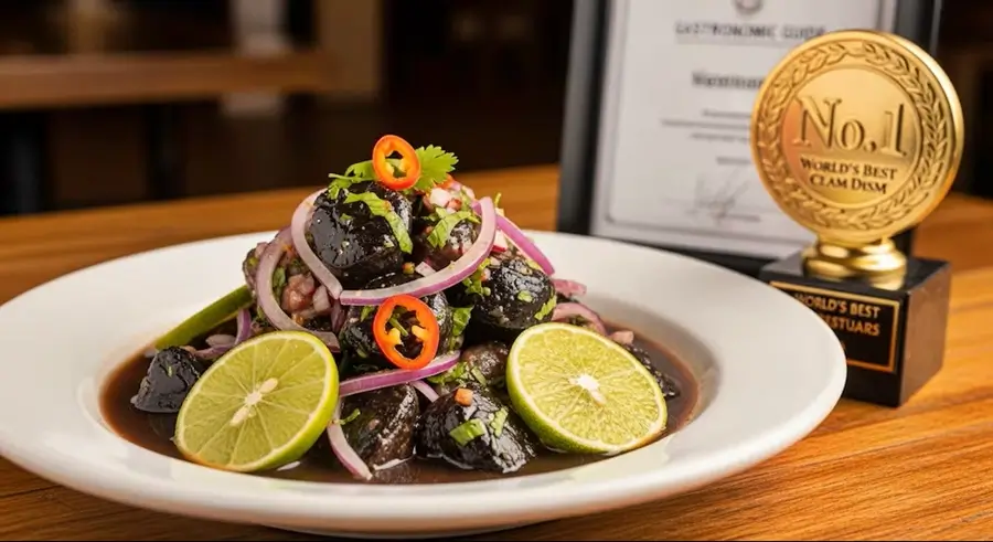 Exquisito cebiche de conchas negras de Tumbes con trofeo al mejor plato de almejas del mundo